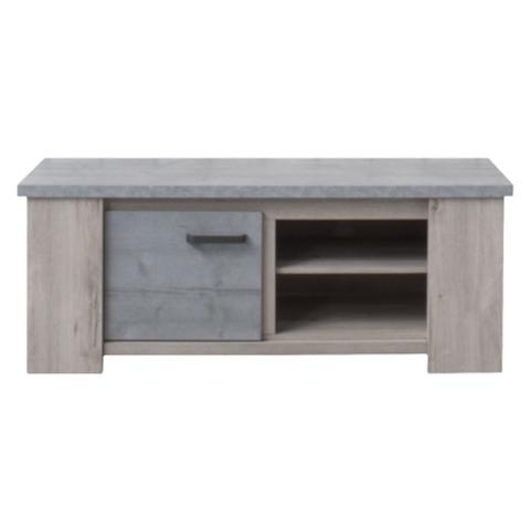 Meuble tv 1 porte courtrai imitation chêne gris et béton pas cher