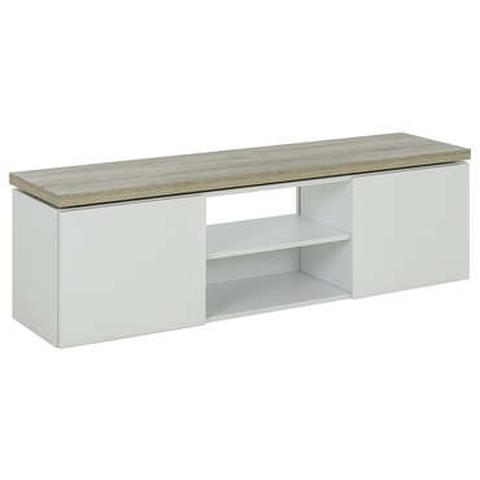 Meuble tv 153 cm avec led intégrées mike coloris chêne et blanc pas cher