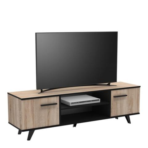 Meuble tv industriel wayne imitation chêne et noir pas cher