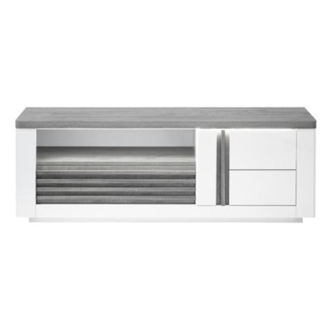 Meuble tv l150 cm vertigo blanc / chêne gris pas cher