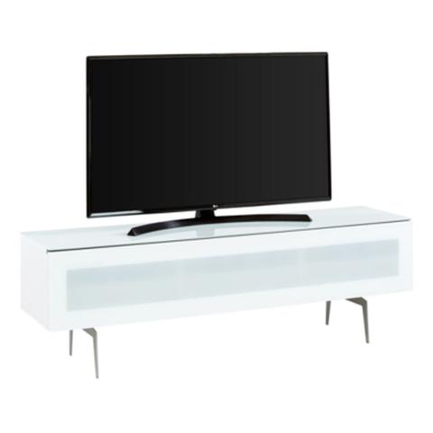 Meuble tv l160 cm antoine porte verre infrarouge blanc pas cher