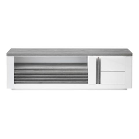 Meuble tv l170 cm vertigo blanc / chêne gris pas cher