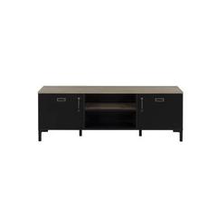 Banc tv 136 cm manchester coloris noir / chêne pas cher