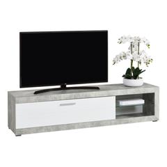 Long meuble tv l.181 remo imitation béton / blanc pas cher