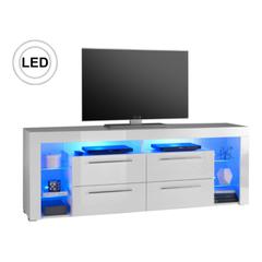 Meuble tv led space blanc laqué pas cher