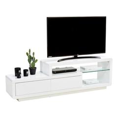 Meuble tv samson 2 blanc laqué pas cher